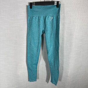 Gymshark vital seamless Hydro Teal Marl blue running leggings workout - S